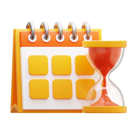 Reloj de arena y calendario  3D Icon