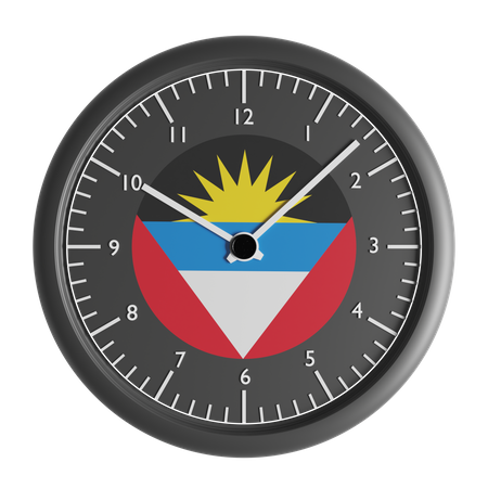 Reloj de pared con la bandera de Antigua y Barbuda.  3D Icon