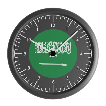 Reloj de pared con la bandera de Arabia Saudita.  3D Icon