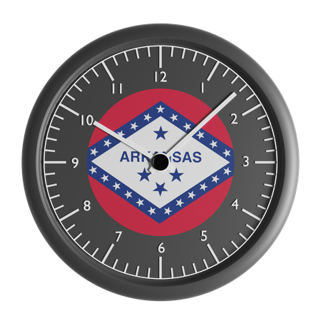 Reloj de pared con la bandera de Arkansas.  3D Icon