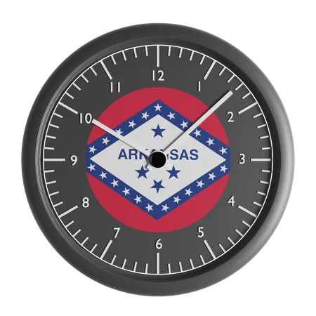 Reloj de pared con la bandera de Arkansas.  3D Icon