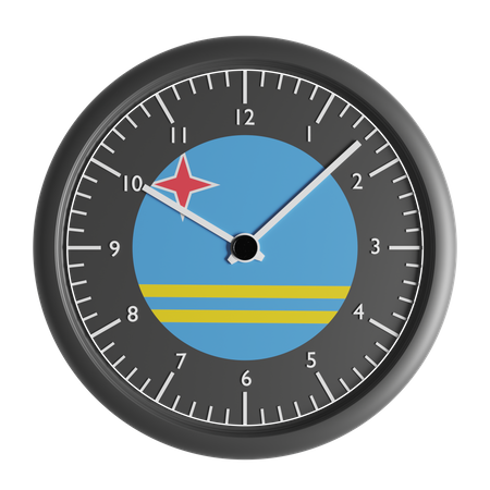 Reloj de pared con la bandera de Aruba.  3D Icon