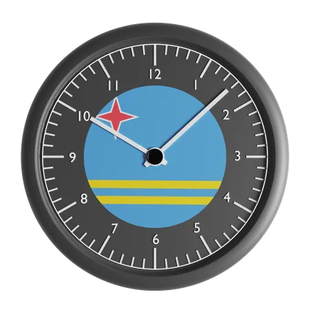 Reloj de pared con la bandera de Aruba.  3D Icon