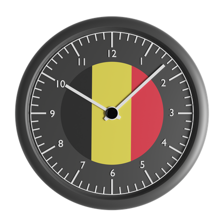 Reloj de pared con la bandera de Bélgica.  3D Icon