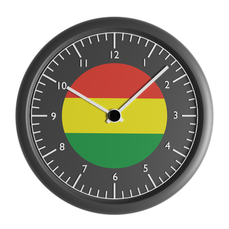 Reloj de pared con la bandera de Bolivia.  3D Icon