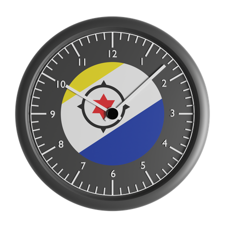 Reloj de pared con la bandera de Bonaire.  3D Icon