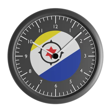 Reloj de pared con la bandera de Bonaire.  3D Icon