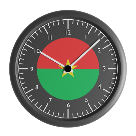 Reloj de pared con la bandera de Burkina Faso.  3D Icon