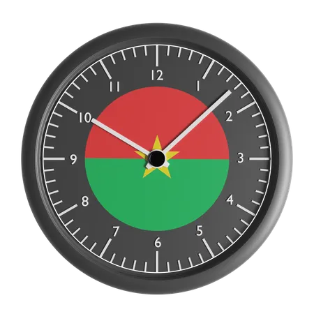 Reloj de pared con la bandera de Burkina Faso.  3D Icon