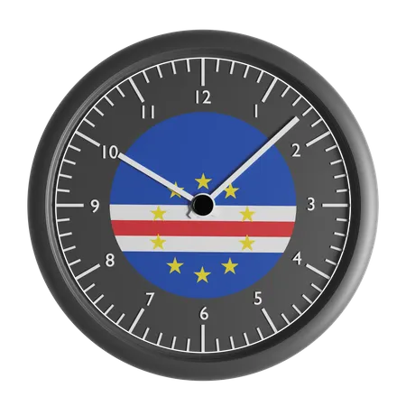 Reloj de pared con la bandera de Cabo Verde.  3D Icon