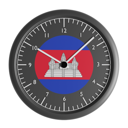 Reloj de pared con la bandera de Camboya.  3D Icon