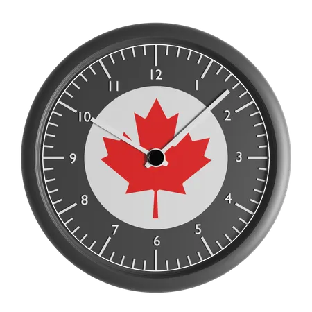 Reloj de pared con la bandera de Canadá.  3D Icon