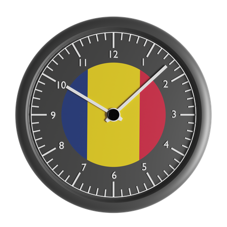 Reloj de pared con la bandera de Chad.  3D Icon