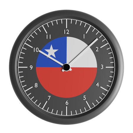Reloj de pared con la bandera de Chile.  3D Icon