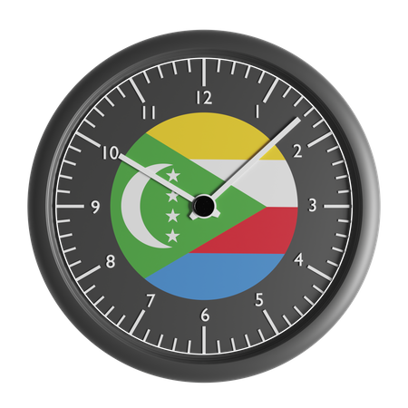 Reloj de pared con la bandera de Comoras.  3D Icon
