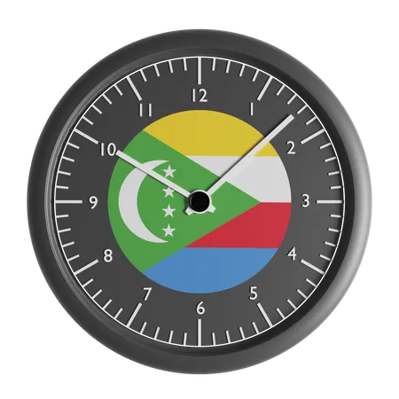 Reloj de pared con la bandera de Comoras.  3D Icon