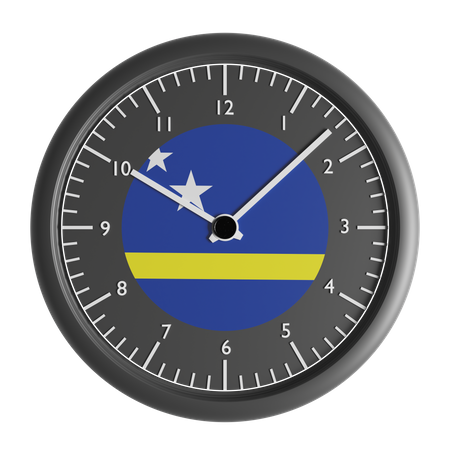 Reloj de pared con la bandera de Curazao.  3D Icon