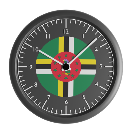 Reloj de pared con la bandera de Dominica.  3D Icon