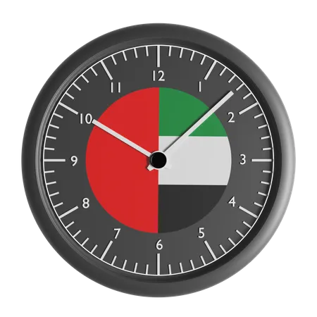 Reloj de pared con la bandera de Emiratos Árabes Unidos.  3D Icon
