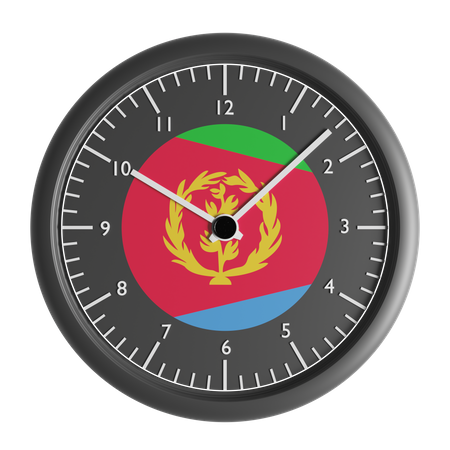 Reloj de pared con la bandera de Eritrea.  3D Icon