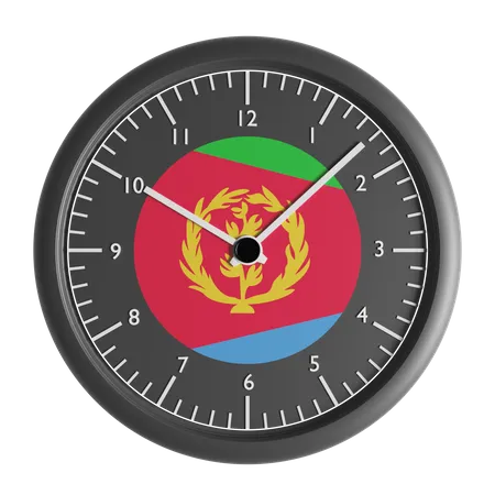 Reloj de pared con la bandera de Eritrea.  3D Icon