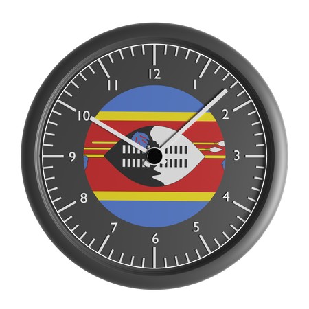 Reloj de pared con la bandera de Eswatini.  3D Icon