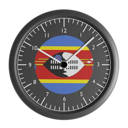 Reloj de pared con la bandera de Eswatini.  3D Icon