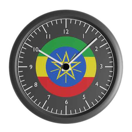 Reloj de pared con la bandera de Etiopía.  3D Icon