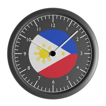 Reloj de pared con la bandera de Filipinas.  3D Icon