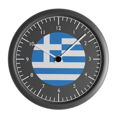 Reloj de pared con la bandera de Grecia.  3D Icon
