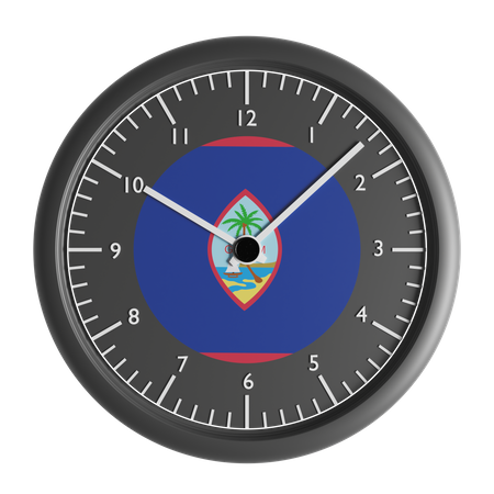 Reloj de pared con la bandera de Guam.  3D Icon