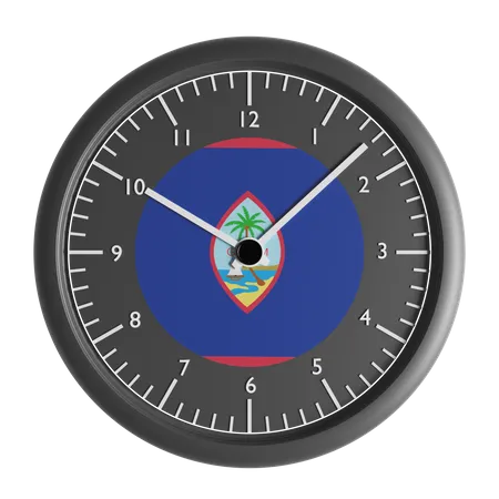 Reloj de pared con la bandera de Guam.  3D Icon