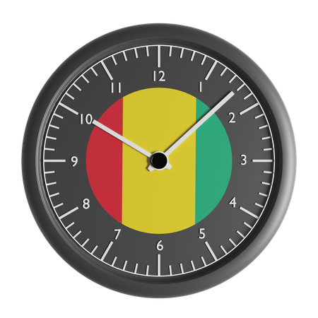 Reloj de pared con la bandera de Guinea  3D Icon