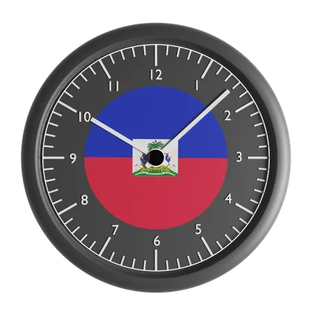 Reloj de pared con la bandera de Haití.  3D Icon