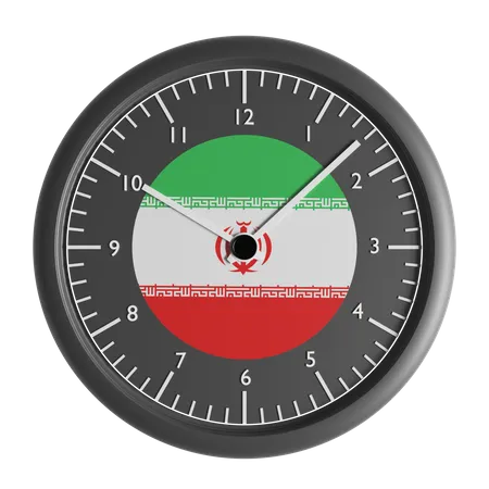 Reloj de pared con la bandera de Irán.  3D Icon