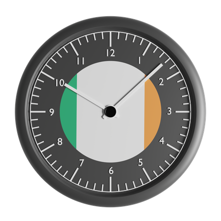 Reloj de pared con la bandera de Irlanda.  3D Icon