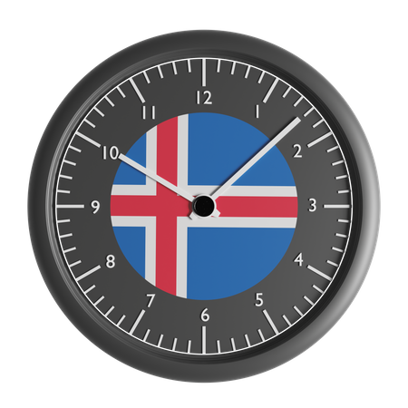 Reloj de pared con la bandera de Islandia.  3D Icon