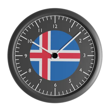 Reloj de pared con la bandera de Islandia.  3D Icon