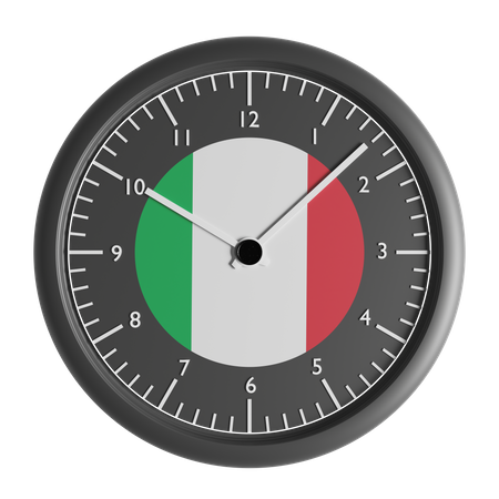 Reloj de pared con la bandera de Italia.  3D Icon