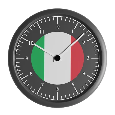 Reloj de pared con la bandera de Italia.  3D Icon