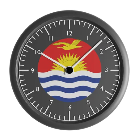 Reloj de pared con la bandera de Kiribati.  3D Icon