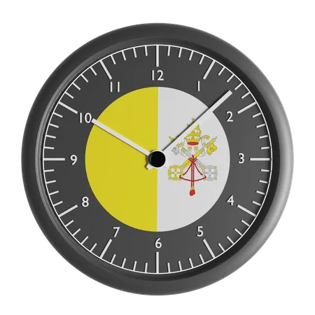 Reloj de pared con la bandera de la Ciudad del Vaticano.  3D Icon