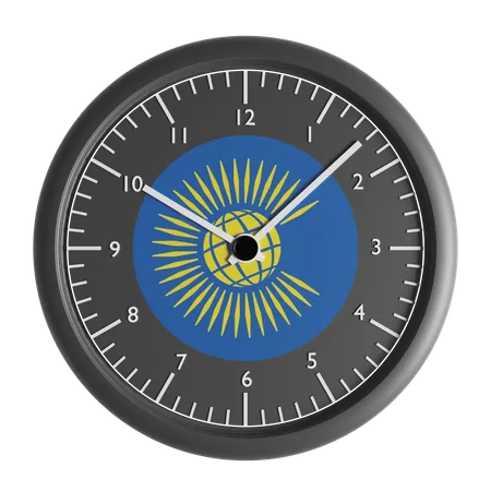 Reloj de pared con la bandera de la Commonwealth of Nations.  3D Icon