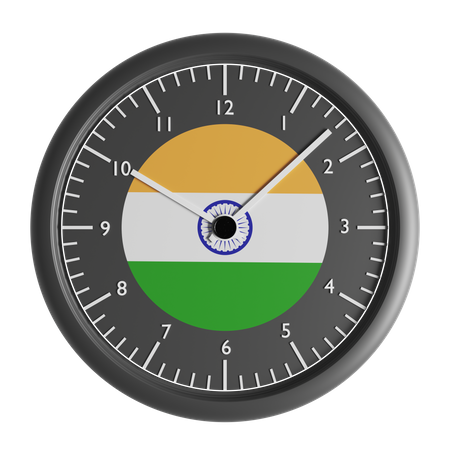 Reloj de pared con la bandera de la India.  3D Icon