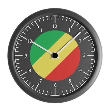 Reloj de pared con la bandera de la República del Congo.  3D Icon