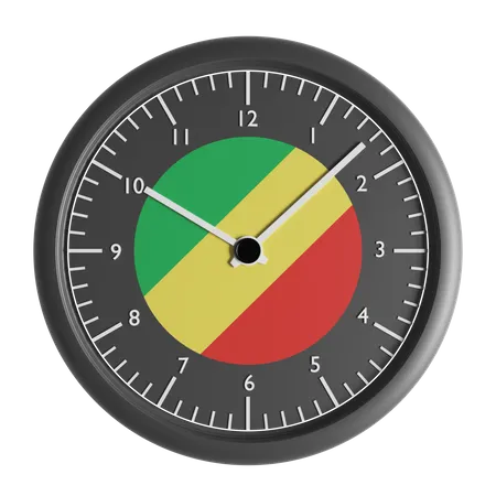 Reloj de pared con la bandera de la República del Congo.  3D Icon