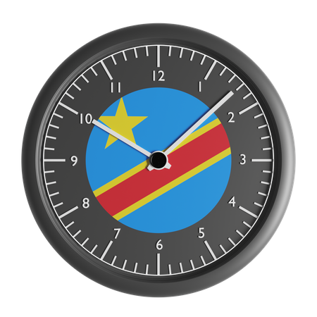 Reloj de pared con la bandera de la República Democrática del Congo.  3D Icon