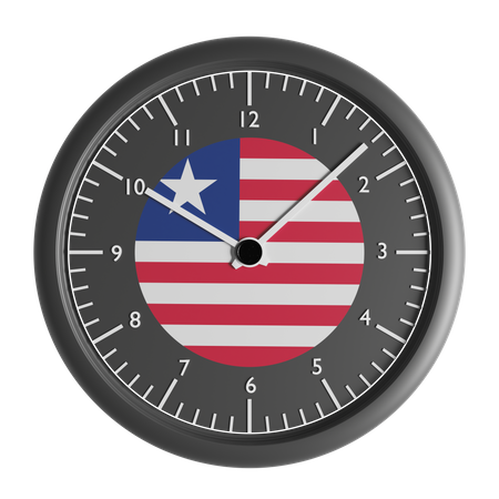 Reloj de pared con la bandera de Liberia.  3D Icon