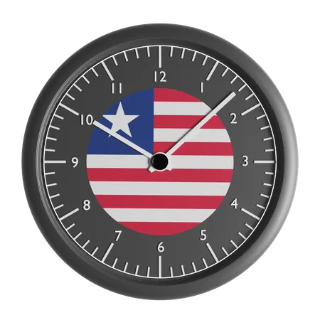 Reloj de pared con la bandera de Liberia.  3D Icon