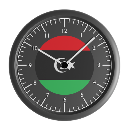Reloj de pared con la bandera de Libia.  3D Icon